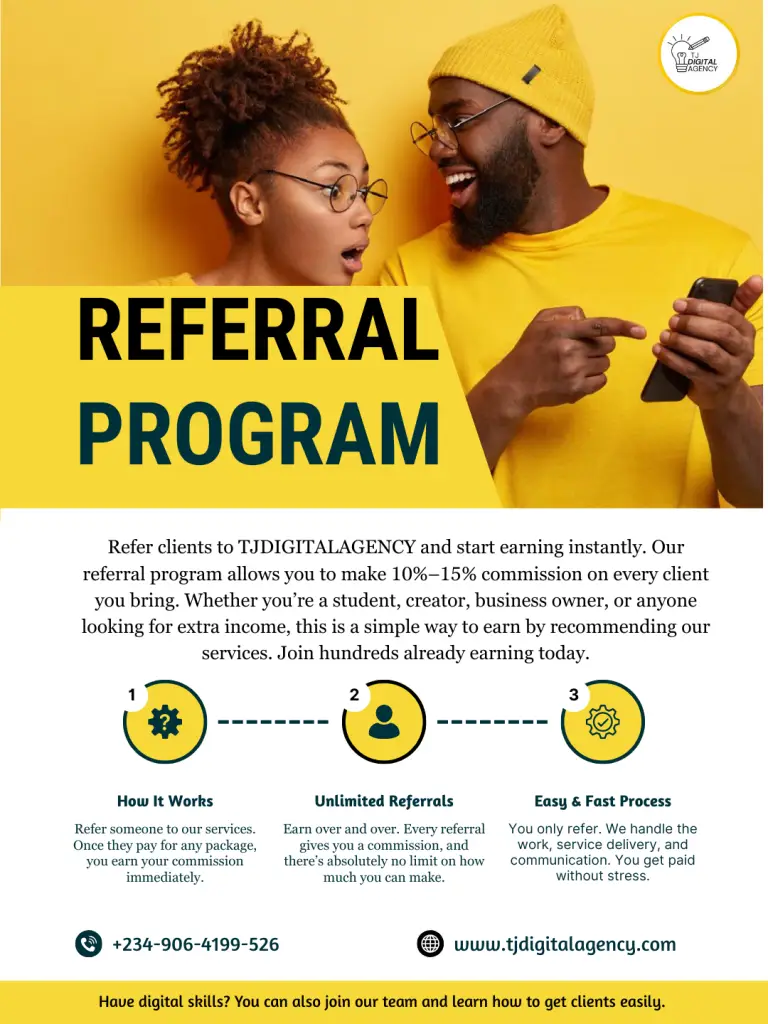 Promotional flyer for referral program.